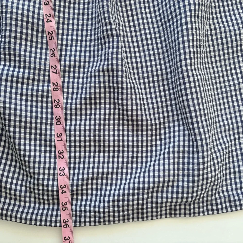 Anthropologie || Hutch Gingham Midi Skirt Smocked Back Blue White XL - Picture 10 of 11